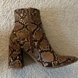 Snakeskin booties - size 9 but feels like 8.5.
